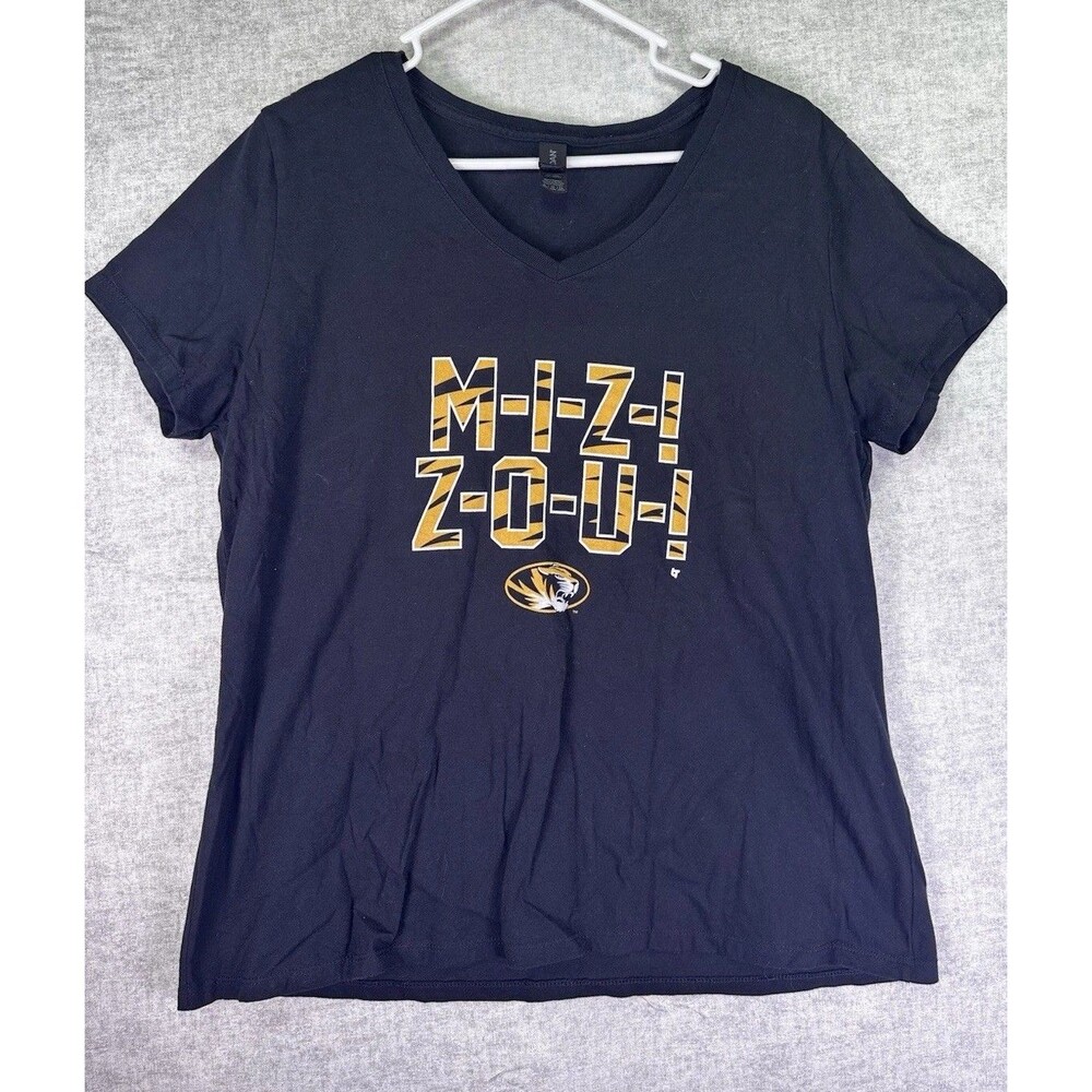 Mizzou Tigers Womens X-Large University of Missouri Black T-shirt Cotton EUC